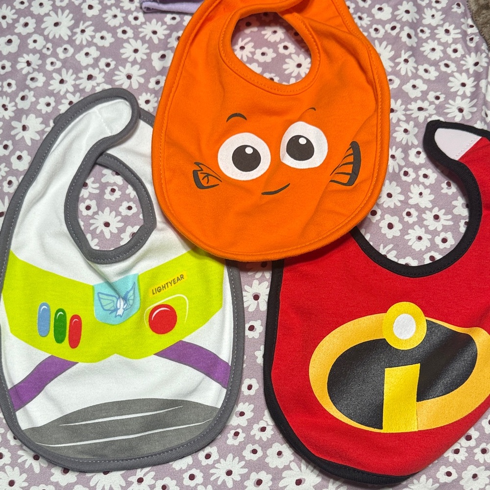 Disney Character Bib Trio - Orange, Red, White
